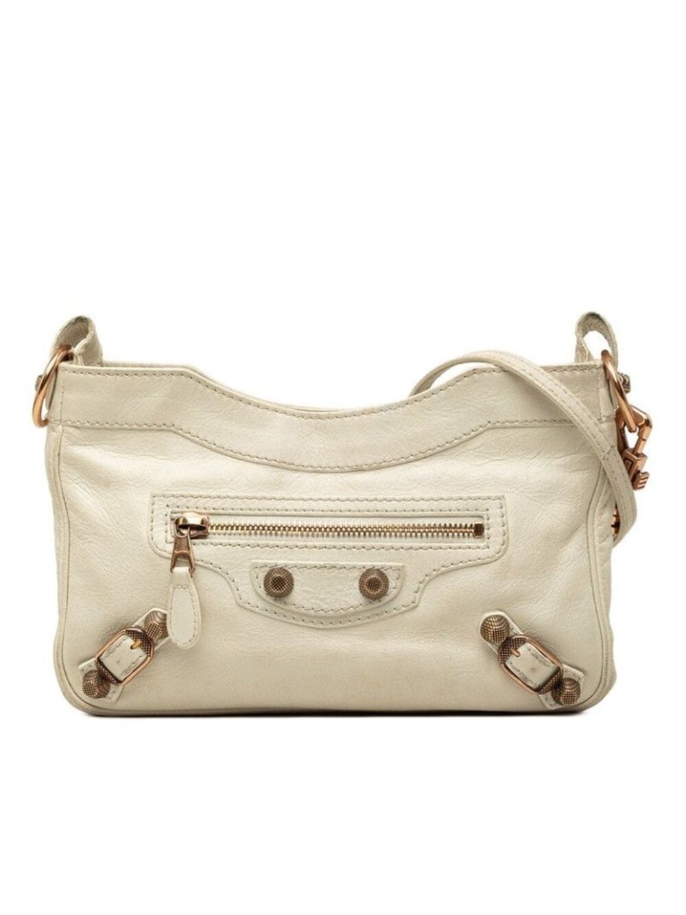Balenciaga Giant Hips Crossbody Shoulder Bag White Leather